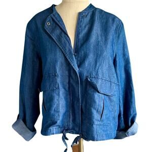 Womens Shirt Size Medium Blue Denim Shacket Outdoors Camping Hiking Adventure
